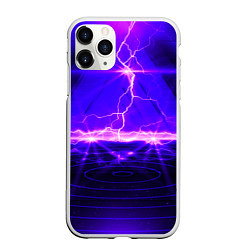 Чехол iPhone 11 Pro матовый НЕОНОВЫЕ МОЛНИИ, цвет: 3D-белый