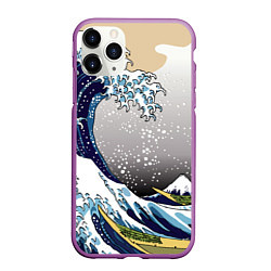 Чехол iPhone 11 Pro матовый The great wave off kanagawa, цвет: 3D-фиолетовый