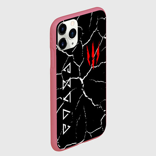 Чехол iPhone 11 Pro матовый The Witcher / 3D-Малиновый – фото 2
