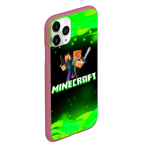 Чехол iPhone 11 Pro матовый Minecraft 1 / 3D-Малиновый – фото 2