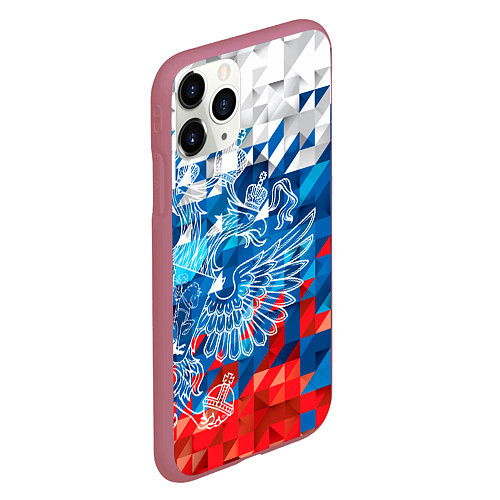 Чехол iPhone 11 Pro матовый Россия / 3D-Малиновый – фото 2