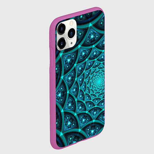 Чехол iPhone 11 Pro матовый Асимметрия узор круги фигуры / 3D-Фиолетовый – фото 2