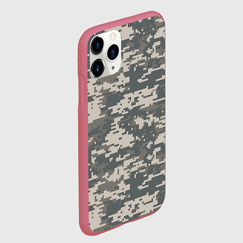 Чехол iPhone 11 Pro матовый Цифровой камуфляж / 3D-Малиновый – фото 2