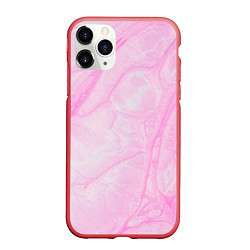 Чехол iPhone 11 Pro матовый Розовые разводы краска зефир, цвет: 3D-красный