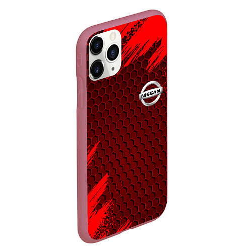 Чехол iPhone 11 Pro матовый NISSAN / 3D-Малиновый – фото 2