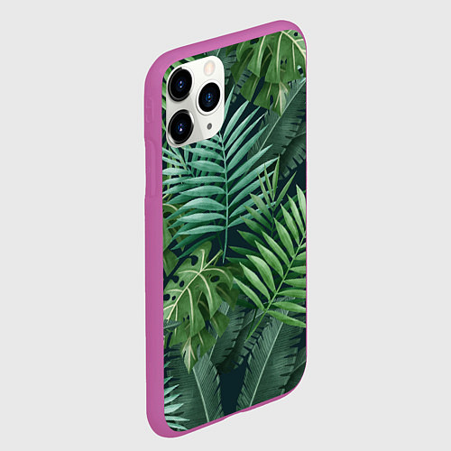 Чехол iPhone 11 Pro матовый Тропики / 3D-Фиолетовый – фото 2