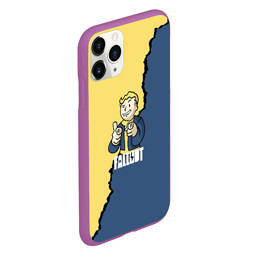 Чехол iPhone 11 Pro матовый Fallout logo boy / 3D-Фиолетовый – фото 2