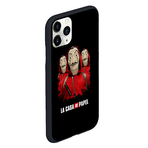Чехол iPhone 11 Pro матовый БУМАЖНЫЙ ДОМ / 3D-Черный – фото 2