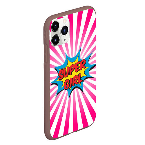 Чехол iPhone 11 Pro матовый Super Girl / 3D-Коричневый – фото 2
