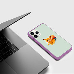 Чехол iPhone 11 Pro матовый Котенок покемон пикачу арт, цвет: 3D-фиолетовый — фото 2