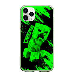 Чехол iPhone 11 Pro матовый MINECRAFT CREEPER, цвет: 3D-салатовый