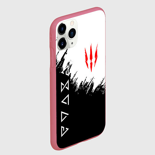Чехол iPhone 11 Pro матовый The Witcher / 3D-Малиновый – фото 2