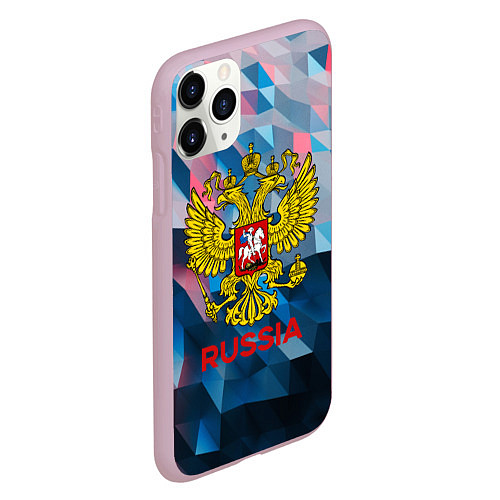 Чехол iPhone 11 Pro матовый RUSSIA / 3D-Розовый – фото 2