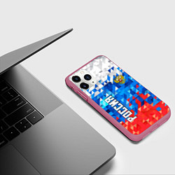 Чехол iPhone 11 Pro матовый RUSSIA SPORT, цвет: 3D-малиновый — фото 2