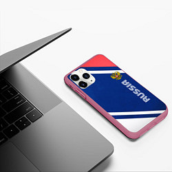 Чехол iPhone 11 Pro матовый RUSSIA SPORT, цвет: 3D-малиновый — фото 2