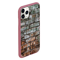 Чехол iPhone 11 Pro матовый Кирпичная стена потеки краска, цвет: 3D-малиновый — фото 2