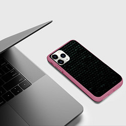 Чехол iPhone 11 Pro матовый Текстура геометрия ромбы черны, цвет: 3D-малиновый — фото 2