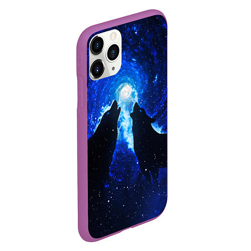 Чехол iPhone 11 Pro матовый ВОЛКИ D / 3D-Фиолетовый – фото 2