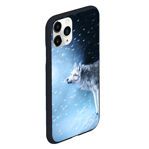 Чехол iPhone 11 Pro матовый ВОЛК ЗИМА D / 3D-Черный – фото 2