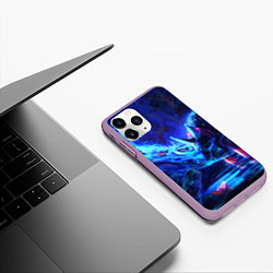 Чехол iPhone 11 Pro матовый ВОЛК В НЕОНЕ D, цвет: 3D-сиреневый — фото 2