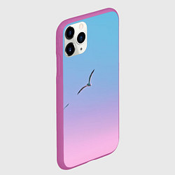 Чехол iPhone 11 Pro матовый Чайки птицы полет градиент, цвет: 3D-фиолетовый — фото 2