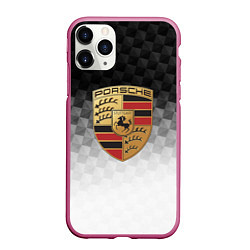 Чехол iPhone 11 Pro матовый PORSCHE, цвет: 3D-малиновый