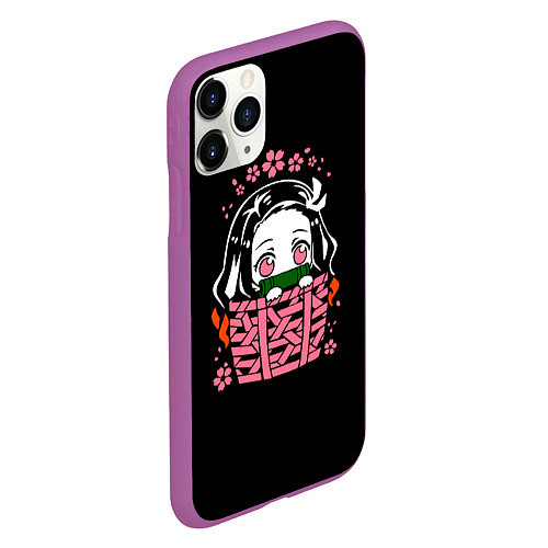 Чехол iPhone 11 Pro матовый KIMETSU NO YAIBA NEZUKO / 3D-Фиолетовый – фото 2