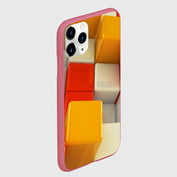 Чехол iPhone 11 Pro матовый КУБЫ 3D, цвет: 3D-малиновый — фото 2