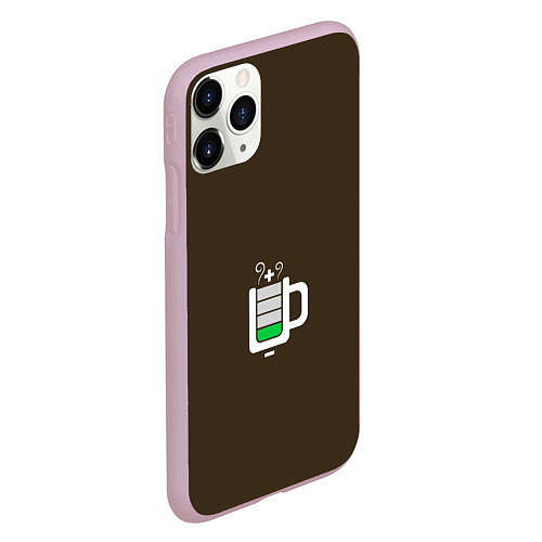 Чехол iPhone 11 Pro матовый Батарейка заряд чашка кофе / 3D-Розовый – фото 2