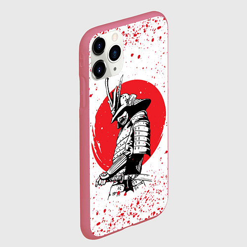 Чехол iPhone 11 Pro матовый Самурай в каплях крови Z / 3D-Малиновый – фото 2