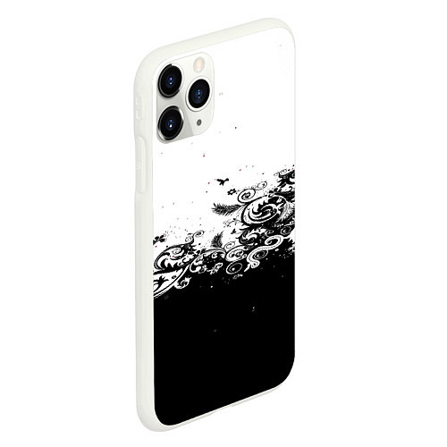 Чехол iPhone 11 Pro матовый Узоры линии черный белый чб / 3D-Белый – фото 2