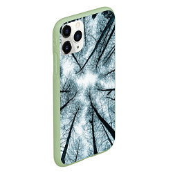 Чехол iPhone 11 Pro матовый Деревья вид снизу мрачный, цвет: 3D-салатовый — фото 2