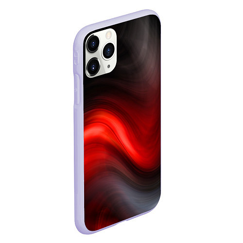 Чехол iPhone 11 Pro матовый BLACK RED WAVES АБСТРАКЦИЯ / 3D-Светло-сиреневый – фото 2