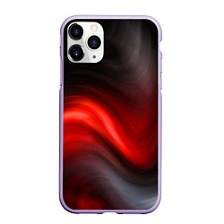 Чехол iPhone 11 Pro матовый BLACK RED WAVES АБСТРАКЦИЯ