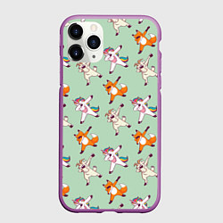 Чехол iPhone 11 Pro матовый Dabbing Animals, цвет: 3D-фиолетовый
