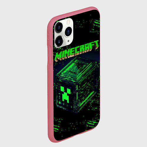 Чехол iPhone 11 Pro матовый MINECRAFT / 3D-Малиновый – фото 2