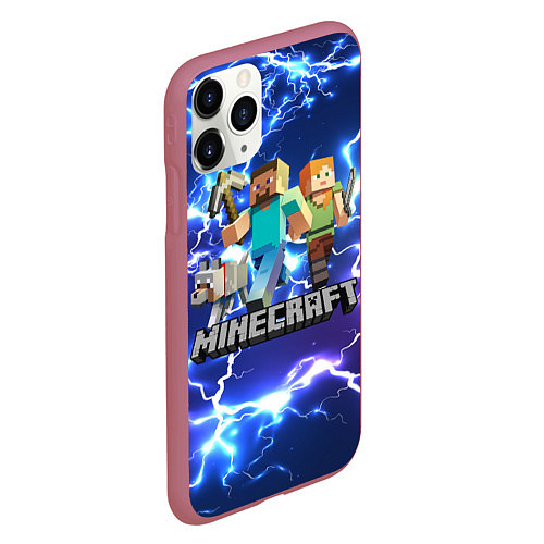 Чехол iPhone 11 Pro матовый MINECRAFT МАЙНКРАФТ / 3D-Малиновый – фото 2