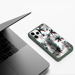 Чехол iPhone 11 Pro матовый ПАЛЬМЫ TROPICAL GLITCH, цвет: 3D-темно-зеленый — фото 2