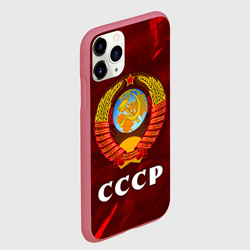 Чехол iPhone 11 Pro матовый СССР USSR / 3D-Малиновый – фото 2