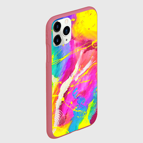 Чехол iPhone 11 Pro матовый ТИ-ДАЙ / 3D-Малиновый – фото 2