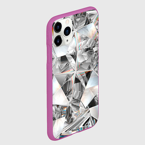 Чехол iPhone 11 Pro матовый Зеркальный калейдоскоп / 3D-Фиолетовый – фото 2