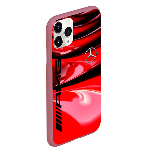 Чехол iPhone 11 Pro матовый MERCEDES / 3D-Малиновый – фото 2