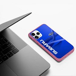Чехол iPhone 11 Pro матовый SUBARU, цвет: 3D-малиновый — фото 2