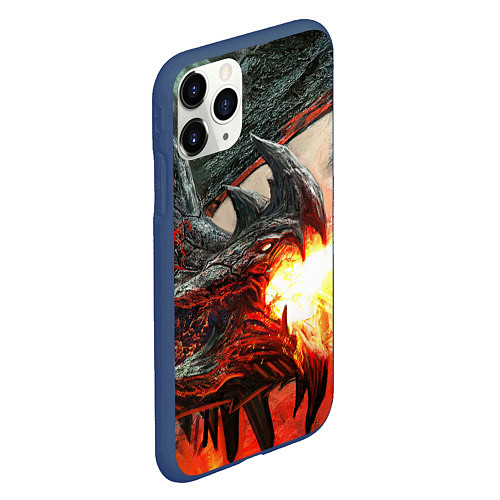 Чехол iPhone 11 Pro матовый Дракон Z / 3D-Тёмно-синий – фото 2