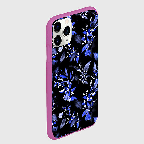 Чехол iPhone 11 Pro матовый Ночные цветы / 3D-Фиолетовый – фото 2