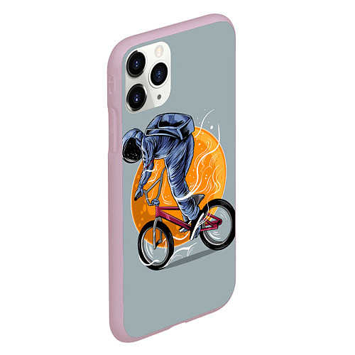 Чехол iPhone 11 Pro матовый Космический велосипедист Z / 3D-Розовый – фото 2