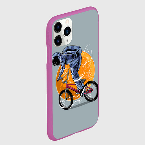 Чехол iPhone 11 Pro матовый Космический велосипедист Z / 3D-Фиолетовый – фото 2