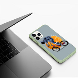 Чехол iPhone 11 Pro матовый Космический велосипедист Z, цвет: 3D-салатовый — фото 2