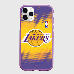 Чехол iPhone 11 Pro матовый Los Angeles Lakers, цвет: 3D-фиолетовый