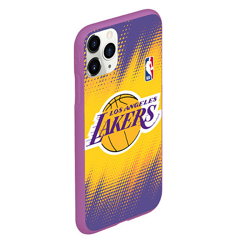 Чехол iPhone 11 Pro матовый Los Angeles Lakers / 3D-Фиолетовый – фото 2